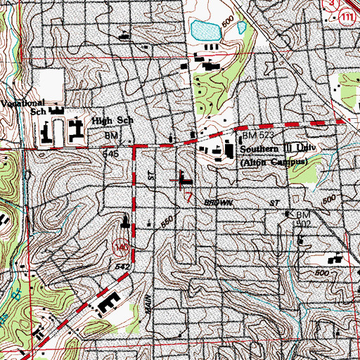 Topographic Map of Horace Mann Elementary School, IL