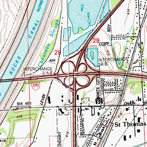 Topographic Map of Interchange 3 A-B, IL