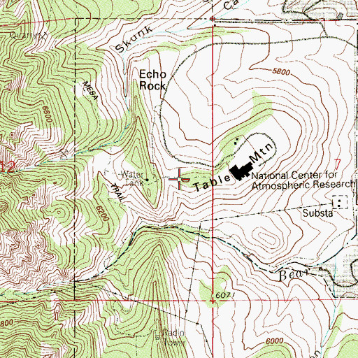 Topographic Map of Table Mountain, CO