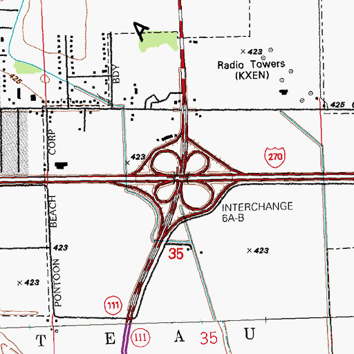 Topographic Map of Interchange 6 A-B, IL