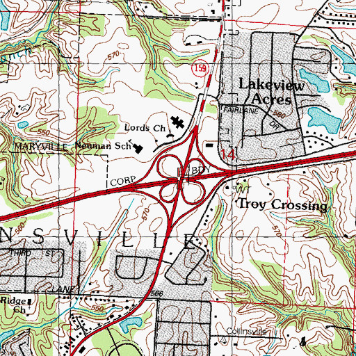 Topographic Map of Interchange 15, IL