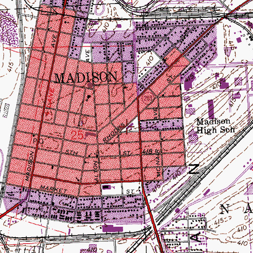 Topographic Map of Louis Baer Public School (historical), IL
