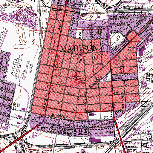 Topographic Map of Madison Memorial Center, IL