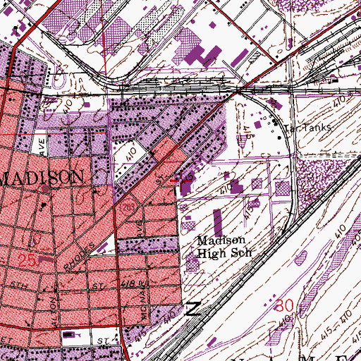 Topographic Map of Madison Middle School, IL