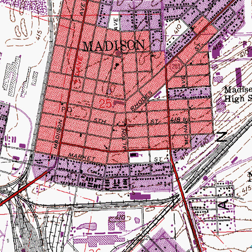 Topographic Map of Madison Public Library, IL