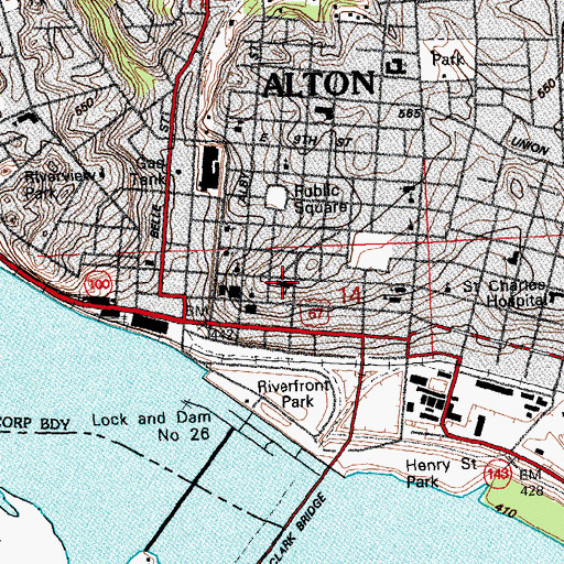 Topographic Map of Marquette High School, IL
