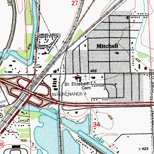 Topographic Map of Mitchell Elementary School, IL