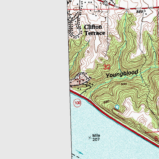 Topographic Map of Quatoga Bluff, IL