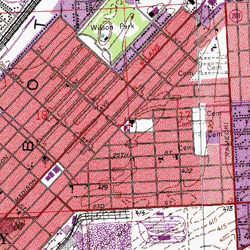 Topographic Map of Sacred Heart Roman Catholic Church, IL