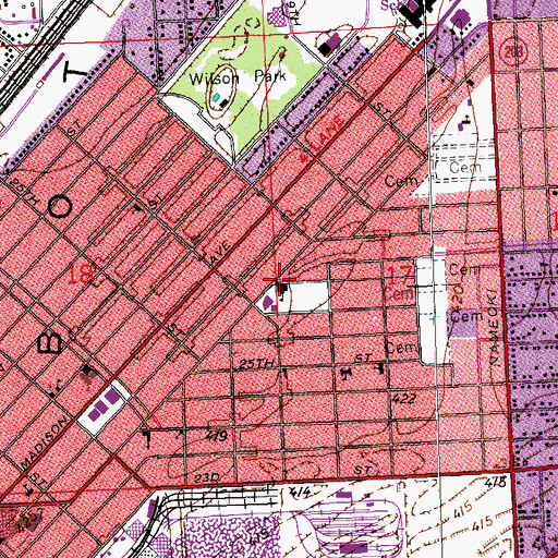 Topographic Map of Sacred Heart School, IL