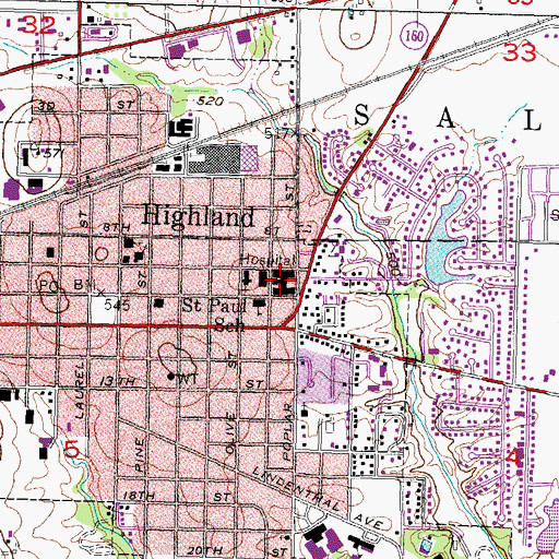 Topographic Map of Saint Josephs Hospital, IL