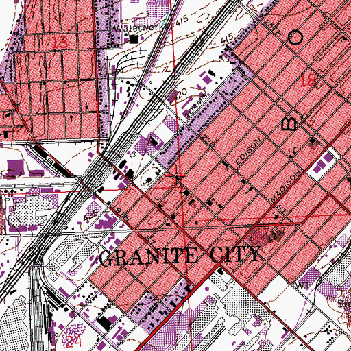Topographic Map of Saint Peters Evangelical and Reformed Church, IL