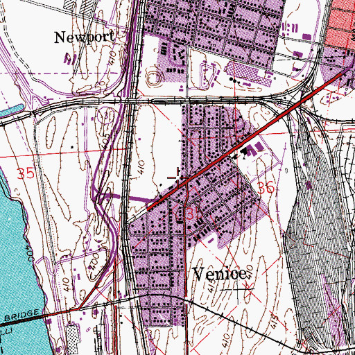 Topographic Map of Venice City Hall, IL