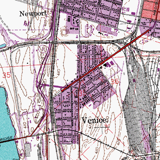 Topographic Map of Venice Post Office, IL