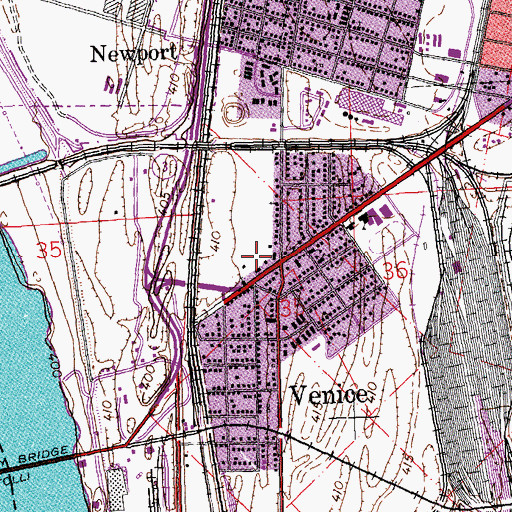 Topographic Map of Venice Public Library, IL