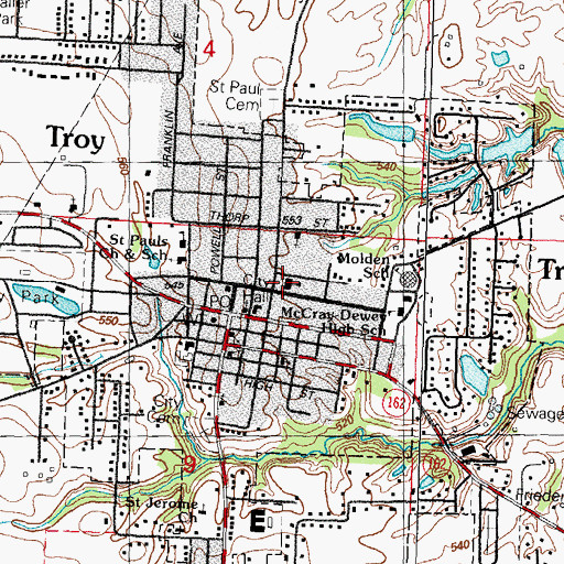 Topographic Map of W S Freeman Elementary School, IL