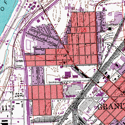 Topographic Map of Washington Public School (historical), IL