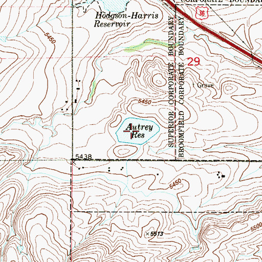 Topographic Map of Autrey Reservoir, CO