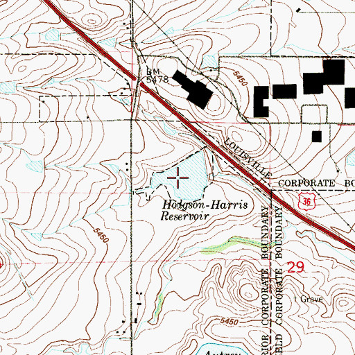 Topographic Map of Hodgson-Harris Reservoir, CO
