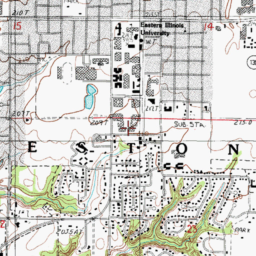 Topographic Map of Andrews Hall, IL