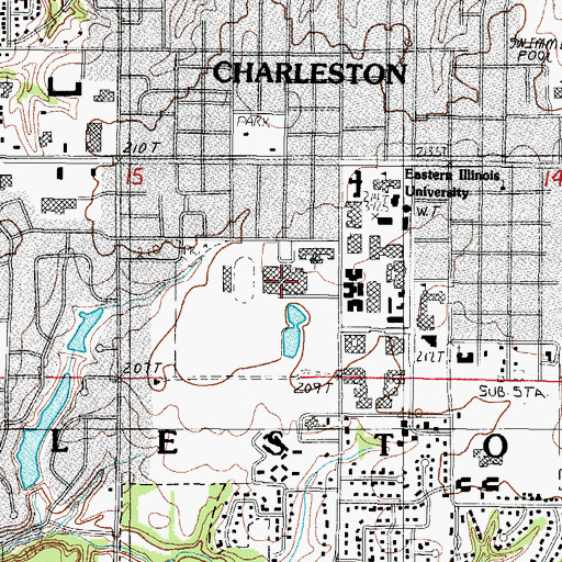 Topographic Map of Charles P Lantz Health Physical Education and Recreation Building, IL