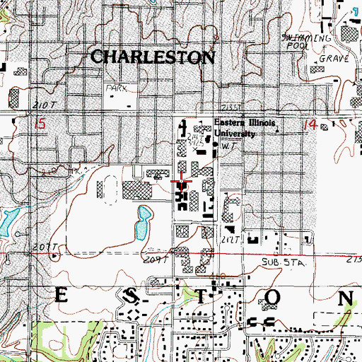 Topographic Map of Ford Hall, IL