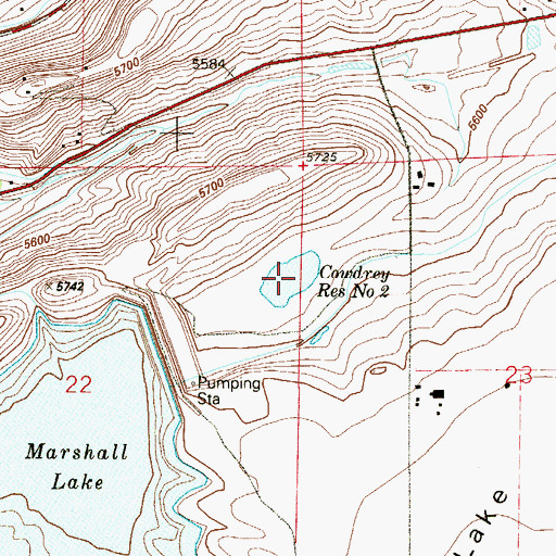 Topographic Map of Cowdrey Reservoir Number 2, CO