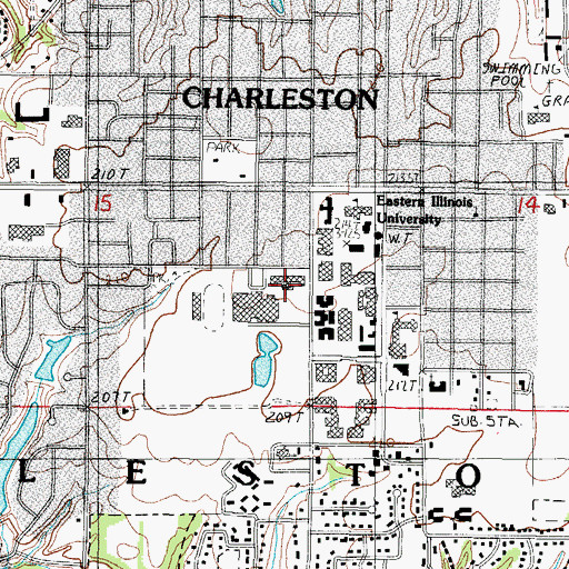 Topographic Map of Lincoln-Stevenson-Douglas Halls, IL