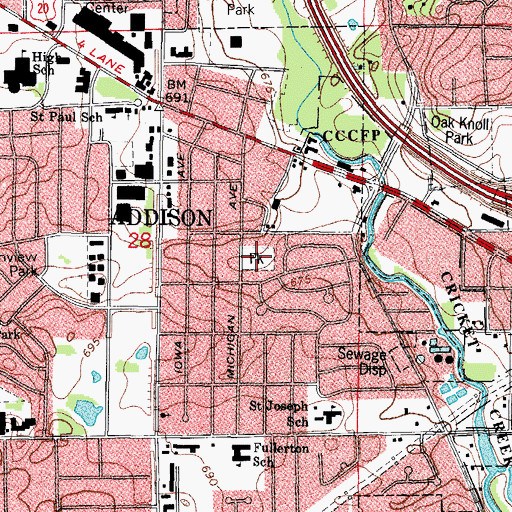 Topographic Map of Cherokee Park, IL