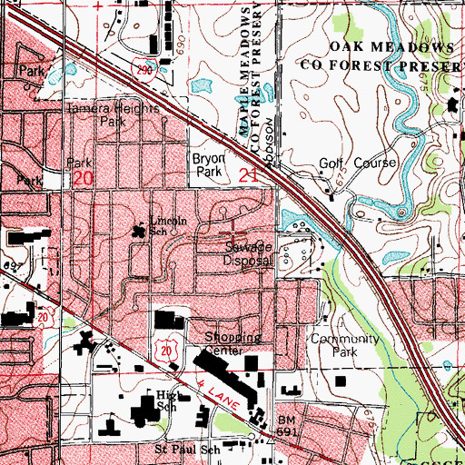 Topographic Map of Green Meadow Park, IL