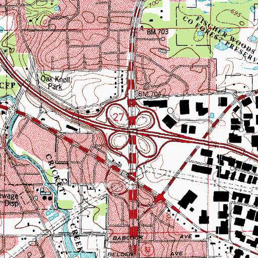Topographic Map of Interchange 10, IL