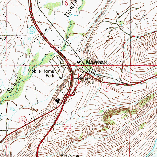 Topographic Map of Marshall, CO