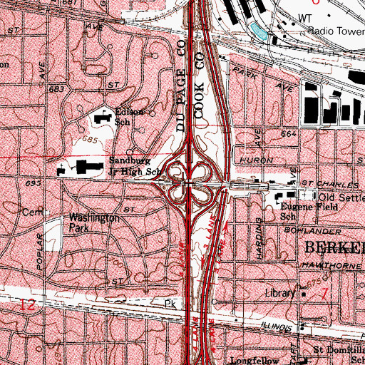 Topographic Map of Interchange 14, IL
