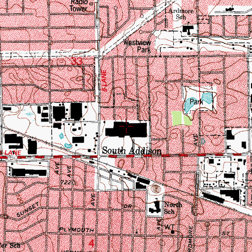 Topographic Map of North Park Mall Shopping Center, IL