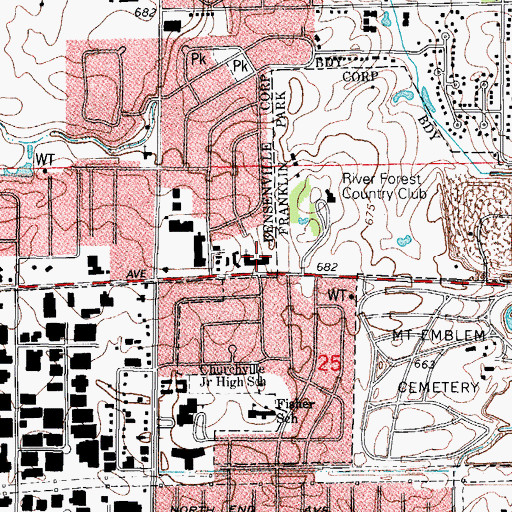 Topographic Map of Saint Charles Borromeo School, IL