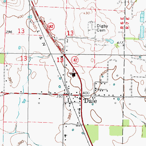 Topographic Map of Dale Elementary School, IL