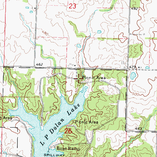 Topographic Map of Hickory Hill Picnic Area, IL