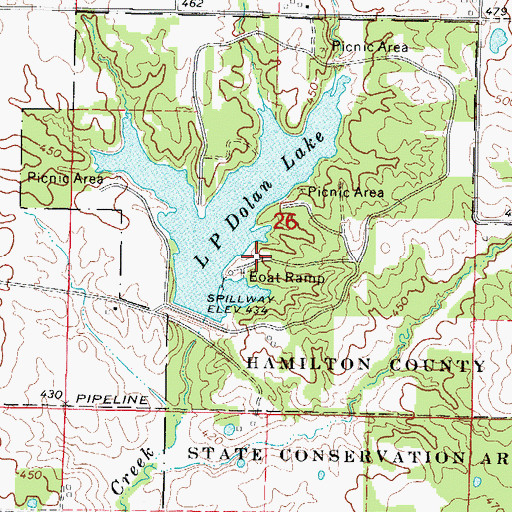 Topographic Map of Persimmon Ridge Picnic Area, IL
