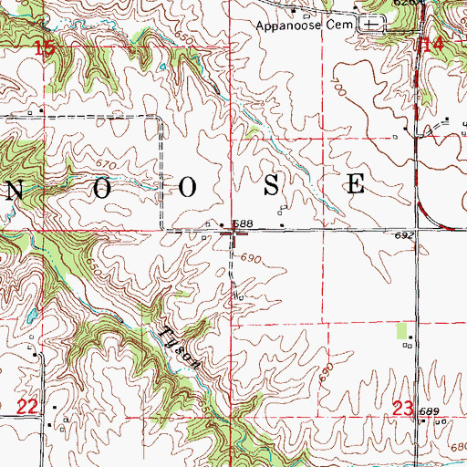 Topographic Map of Appanoose Post Office (historical), IL