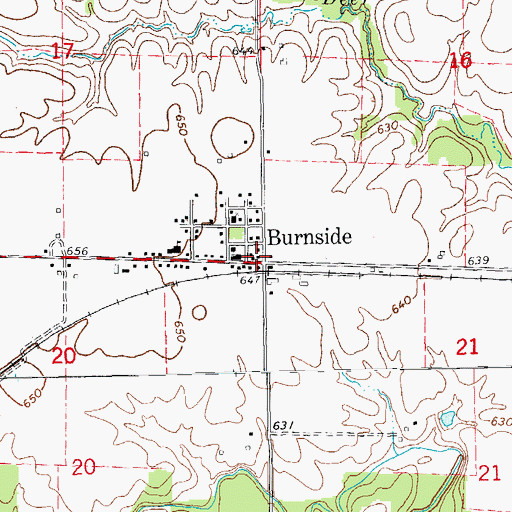 Topographic Map of Burnside Post Office, IL