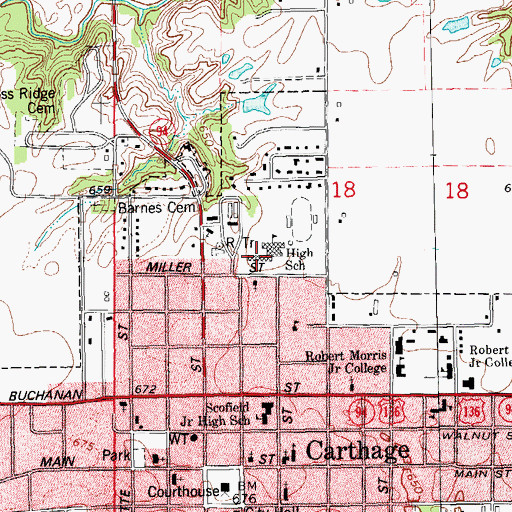 Topographic Map of Carthage Junior High School, IL