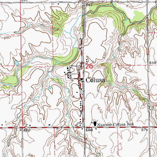 Topographic Map of Colusa Post Office, IL