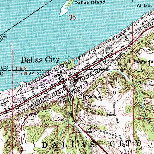 Topographic Map of Dallas City High School, IL