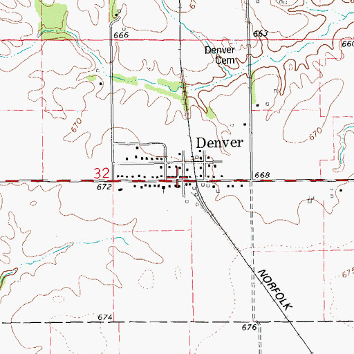 Topographic Map of Denver Post Office (historical), IL