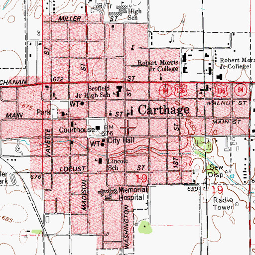 Topographic Map of First Christian Church, IL