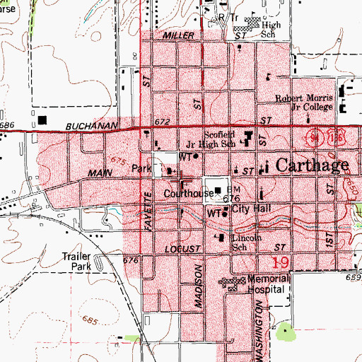 Topographic Map of First United Methodist Church, IL