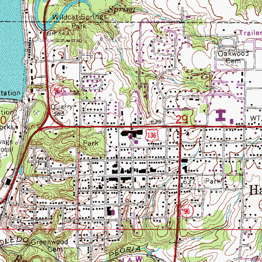 Topographic Map of Hamilton High School, IL