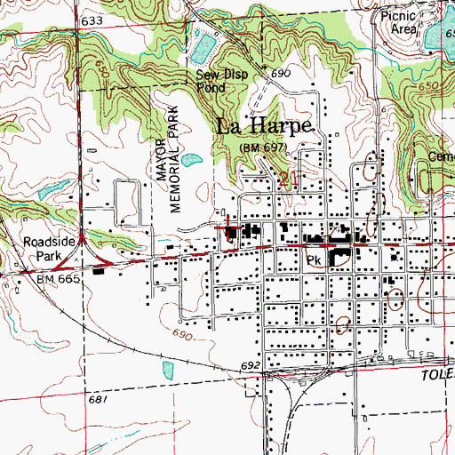 Topographic Map of La Harpe High School, IL