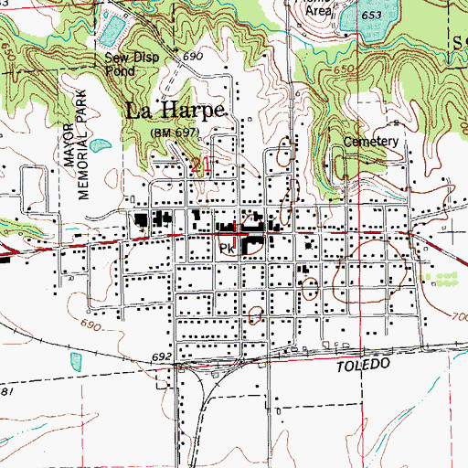 Topographic Map of La Harpe Historic District, IL