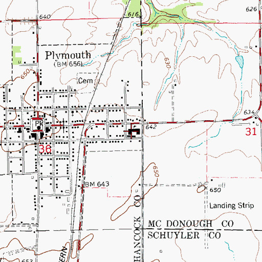 Topographic Map of Southeastern Elementary School, IL